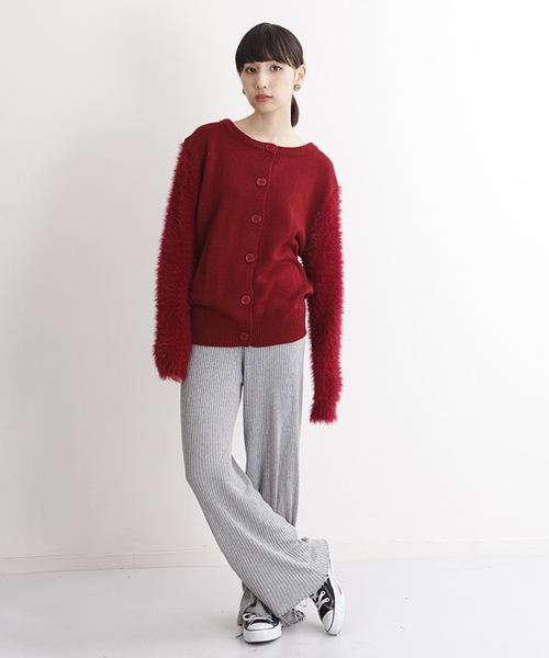 MERLOT（メルロー）の「ファースリーブカーディガン1258（カーディガン/ボレロ・レディース・ブラック/ベージュ/ブルーグレー/ワイン・FREE）」の16枚目の写真