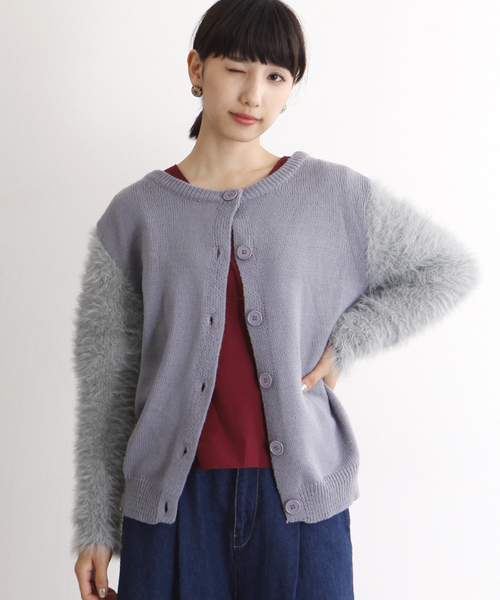 MERLOT（メルロー）の「ファースリーブカーディガン1258（カーディガン/ボレロ・レディース・ブラック/ベージュ/ブルーグレー/ワイン・FREE）」の19枚目の写真