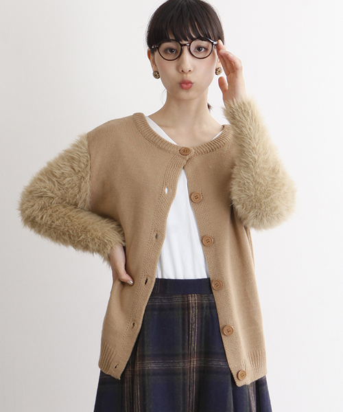 MERLOT（メルロー）の「ファースリーブカーディガン1258（カーディガン/ボレロ・レディース・ブラック/ベージュ/ブルーグレー/ワイン・FREE）」の18枚目の写真