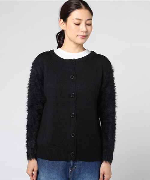 MERLOT（メルロー）の「ファースリーブカーディガン1258（カーディガン/ボレロ・レディース・ブラック/ベージュ/ブルーグレー/ワイン・FREE）」の5枚目の写真