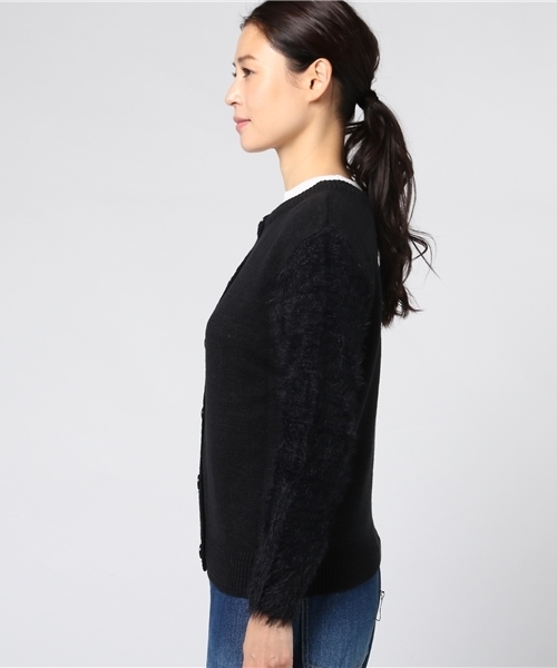 MERLOT（メルロー）の「ファースリーブカーディガン1258（カーディガン/ボレロ・レディース・ブラック/ベージュ/ブルーグレー/ワイン・FREE）」の6枚目の写真
