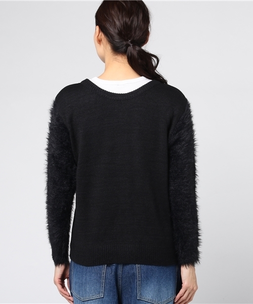 MERLOT（メルロー）の「ファースリーブカーディガン1258（カーディガン/ボレロ・レディース・ブラック/ベージュ/ブルーグレー/ワイン・FREE）」の7枚目の写真