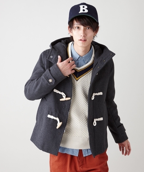 WEGO（ウィゴー）の「メルトンダッフルコート（ダッフルコート・メンズ・ブラック/ダークグレー/ネイビー/キャメル/ワイン・SMALL/MEDIUM/LARGE/X-LARGE）」の18枚目の写真