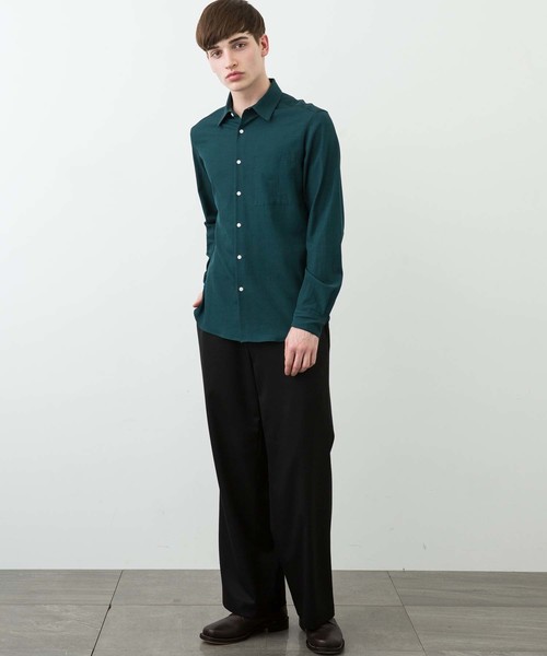 STUDIOUS（ステュディオス）の「【STUDIOUS】リラクションツイルレギュラーカラーシャツ（シャツ/ブラウス・メンズ・ホワイト/ブラック/グリーン/ネイビー・1/2/3）」の4枚目の写真