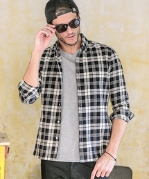 felkod | ms3354-Vintage Like Button Down Check Shirts(シャツ/ブラウス)