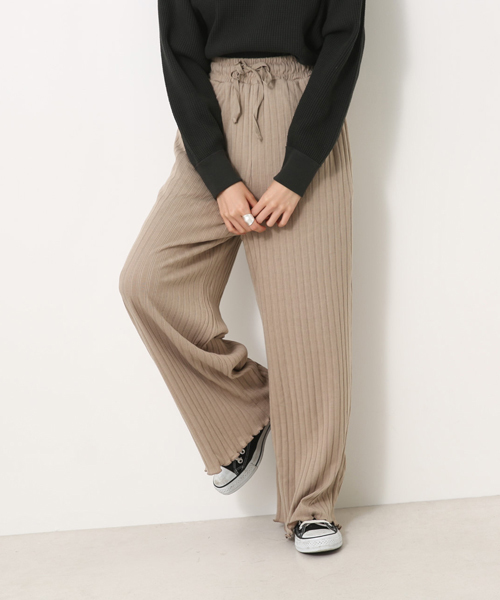 AZUL by moussy（アズールバイマウジー）の「裾メローワイドPT（その他パンツ・レディース・ブラック/ベージュ・MEDIUM/SMALL）」の2枚目の写真