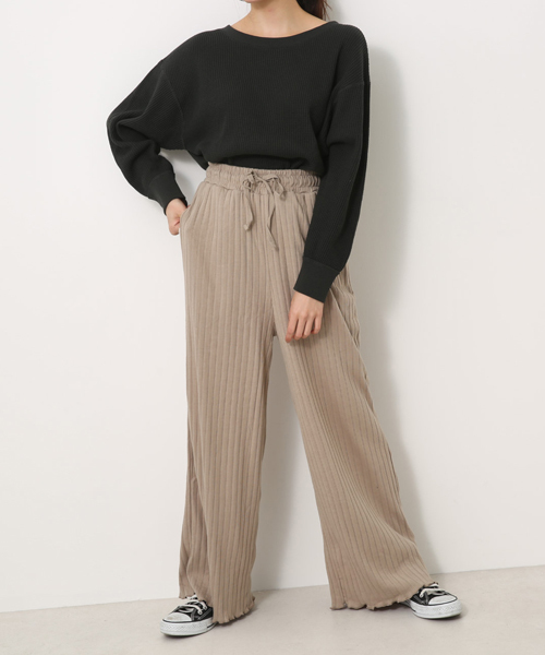 AZUL by moussy（アズールバイマウジー）の「裾メローワイドPT（その他パンツ・レディース・ブラック/ベージュ・MEDIUM/SMALL）」の12枚目の写真