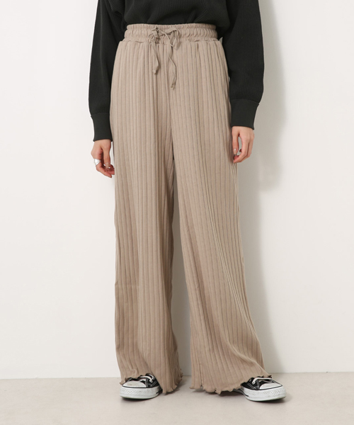 AZUL by moussy（アズールバイマウジー）の「裾メローワイドPT（その他パンツ・レディース・ブラック/ベージュ・MEDIUM/SMALL）」の9枚目の写真