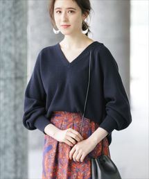 ADAM ET ROPE' | コットンVネックコクーンプルオーバー(ニット/セーター)