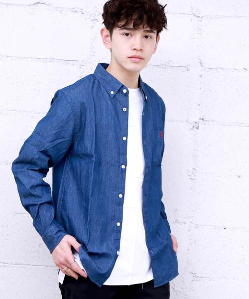 Giordano ジョルダーノ の ボタンダウン デニムシャツ シャツ ブラウス Wear