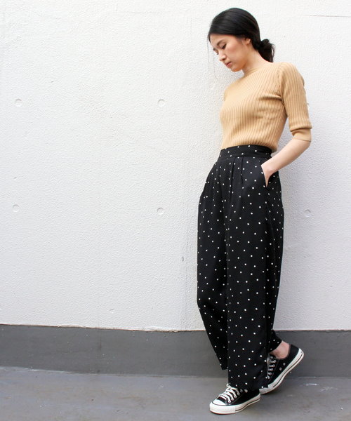 ottilie（オティーリエ）の「ドット柄ワイドパンツ（その他パンツ・レディース・ブラック/オフホワイト・FREE）」の13枚目の写真