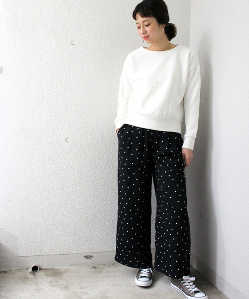 ottilie（オティーリエ）の「ドット柄ワイドパンツ（その他パンツ・レディース・ブラック/オフホワイト・FREE）」の7枚目の写真