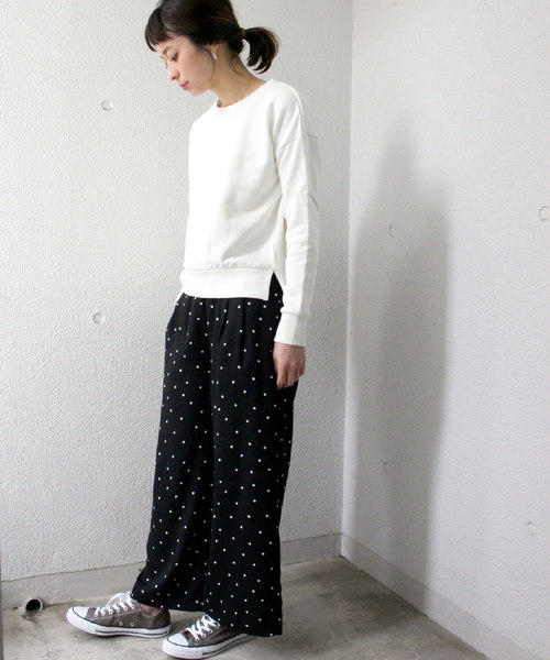 ottilie（オティーリエ）の「ドット柄ワイドパンツ（その他パンツ・レディース・ブラック/オフホワイト・FREE）」の4枚目の写真