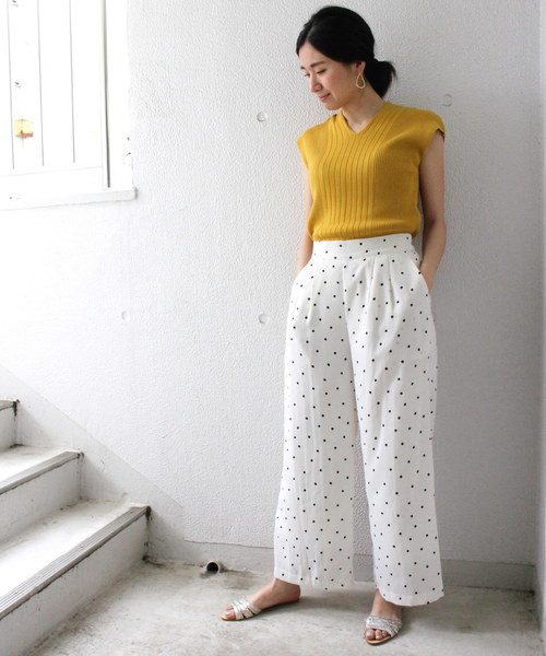 ottilie（オティーリエ）の「ドット柄ワイドパンツ（その他パンツ・レディース・ブラック/オフホワイト・FREE）」の16枚目の写真