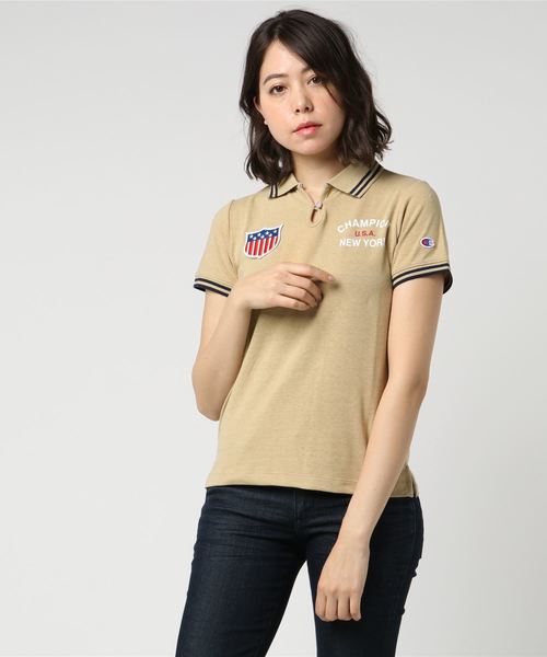 Champion Golf(チャンピオンゴルフ)の「【Champion/チャンピオン】レディース GOLF ストレッチポロシャツ(ポロシャツ・レディース・ベージュ/ネイビー/グレー/オフホワイト/サックスブルー・LARGE/MEDIUM)」の4枚目の写真