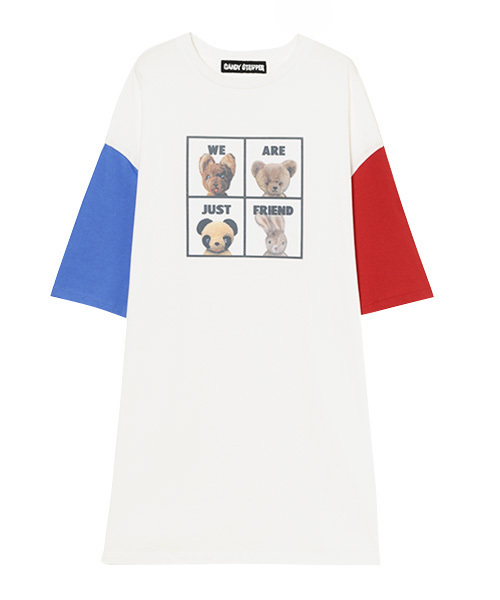 Candy Stripper(キャンディストリッパー)の「JUST FRIENDS TEE ワンピース(ワンピース・レディース・ホワイト/ブラック/ライトグリーン・2)」の2枚目の写真