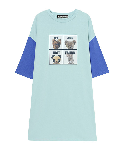 Candy Stripper(キャンディストリッパー)の「JUST FRIENDS TEE ワンピース(ワンピース・レディース・ホワイト/ブラック/ライトグリーン・2)」の1枚目の写真