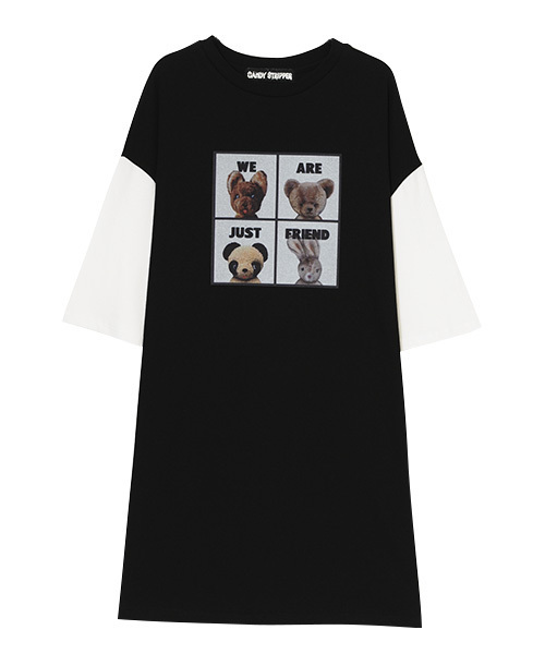 Candy Stripper(キャンディストリッパー)の「JUST FRIENDS TEE ワンピース(ワンピース・レディース・ホワイト/ブラック/ライトグリーン・2)」の3枚目の写真