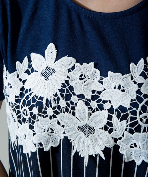 TST（ティーエスティー）の「TST / 胸レース付 切替Tシャツ（T