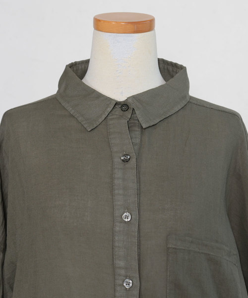 shopnikoniko（ショップニコニコ）の「ガーゼビッグシャツ（シャツ/ブラウス・レディース・オフホワイト/モカ/カーキ・フリー）」の7枚目の写真