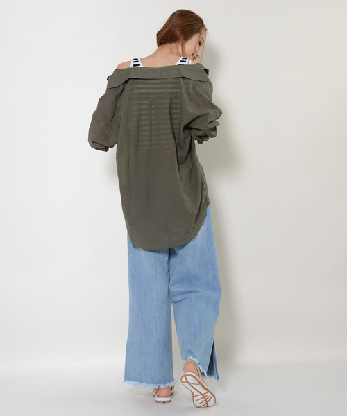 shopnikoniko（ショップニコニコ）の「ガーゼビッグシャツ（シャツ/ブラウス・レディース・オフホワイト/モカ/カーキ・フリー）」の16枚目の写真