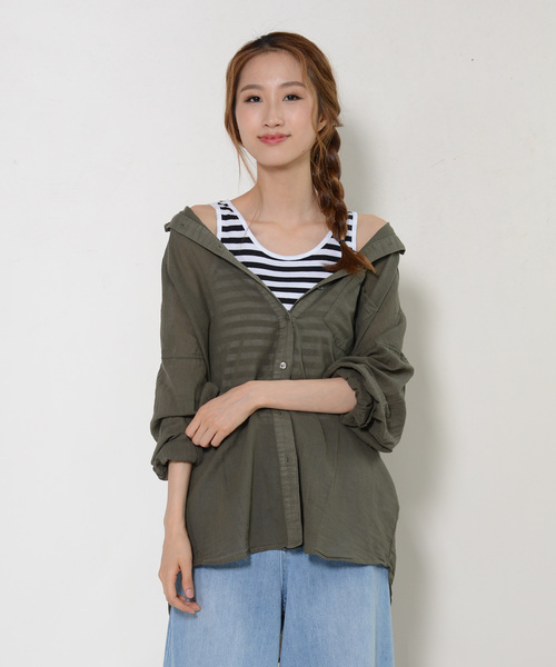 shopnikoniko（ショップニコニコ）の「ガーゼビッグシャツ（シャツ/ブラウス・レディース・オフホワイト/モカ/カーキ・フリー）」の17枚目の写真