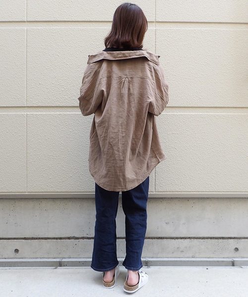 shopnikoniko（ショップニコニコ）の「ガーゼビッグシャツ（シャツ/ブラウス・レディース・オフホワイト/モカ/カーキ・フリー）」の22枚目の写真
