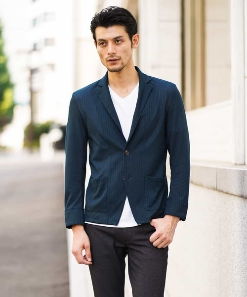 MICHEL KLEIN HOMME (ミッシェルクランオム)の「カットジャケット(ミニブロックチェックリンクス)(カーディガン/ボレロ・メンズ・ネイビー/グリーン・46/48/51)」の18枚目の写真