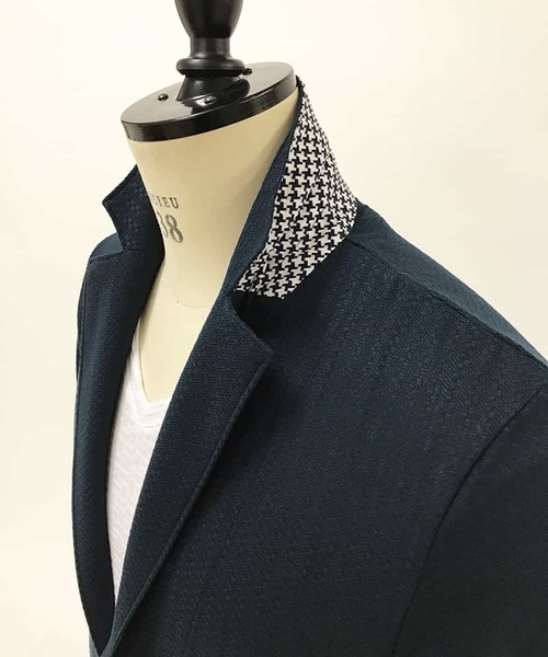 MICHEL KLEIN HOMME (ミッシェルクランオム)の「カットジャケット(ミニブロックチェックリンクス)(カーディガン/ボレロ・メンズ・ネイビー/グリーン・46/48/51)」の19枚目の写真
