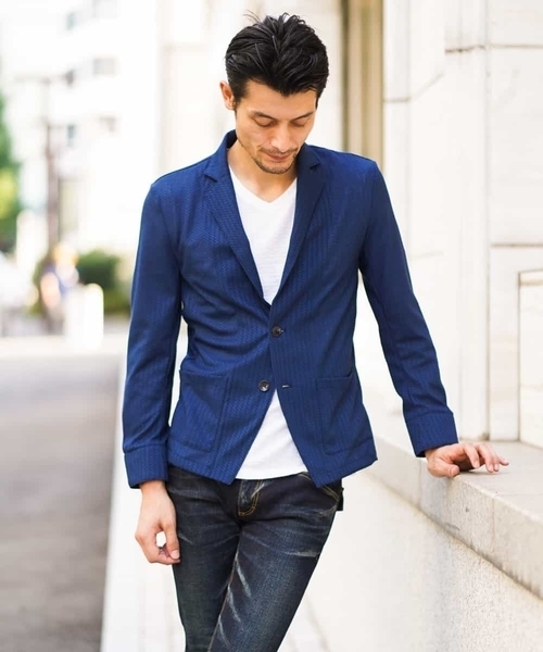 MICHEL KLEIN HOMME (ミッシェルクランオム)の「カットジャケット(ミニブロックチェックリンクス)(カーディガン/ボレロ・メンズ・ネイビー/グリーン・46/48/51)」の21枚目の写真