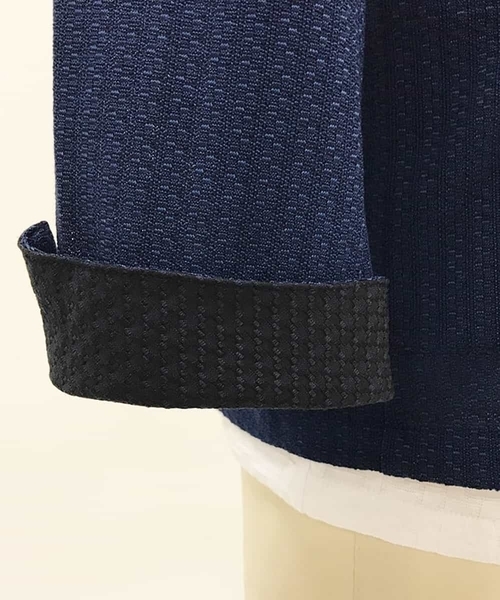 MICHEL KLEIN HOMME (ミッシェルクランオム)の「カットジャケット(ミニブロックチェックリンクス)(カーディガン/ボレロ・メンズ・ネイビー/グリーン・46/48/51)」の12枚目の写真