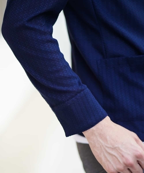 MICHEL KLEIN HOMME (ミッシェルクランオム)の「カットジャケット(ミニブロックチェックリンクス)(カーディガン/ボレロ・メンズ・ネイビー/グリーン・46/48/51)」の7枚目の写真