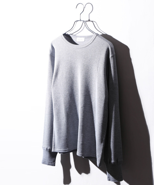 WEGO（ウィゴー）の「WEGO VINTAGE/ハニカムロングスリーブTシャツ（Tシャツ/カットソー・メンズ・ブラック/カーキ/アイボリー/杢グレー・SMALL/X-LARGE/MEDIUM/LARGE）」の4枚目の写真