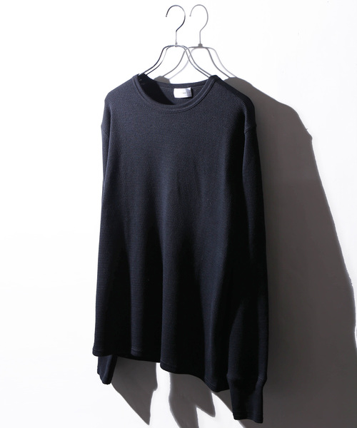 WEGO（ウィゴー）の「WEGO VINTAGE/ハニカムロングスリーブTシャツ（Tシャツ/カットソー・メンズ・ブラック/カーキ/アイボリー/杢グレー・SMALL/X-LARGE/MEDIUM/LARGE）」の3枚目の写真