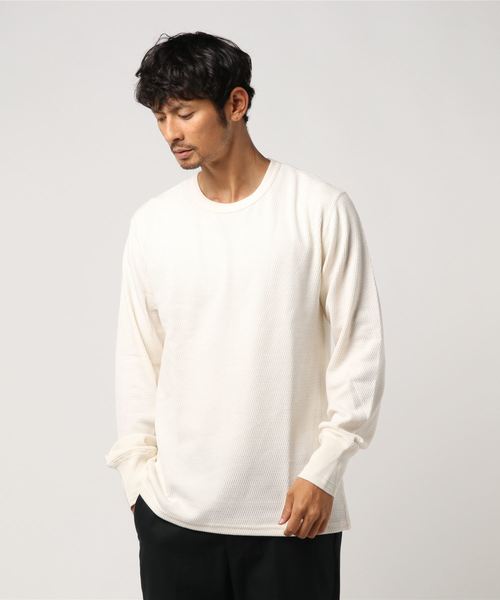 WEGO（ウィゴー）の「WEGO VINTAGE/ハニカムロングスリーブTシャツ（Tシャツ/カットソー・メンズ・ブラック/カーキ/アイボリー/杢グレー・SMALL/X-LARGE/MEDIUM/LARGE）」の8枚目の写真