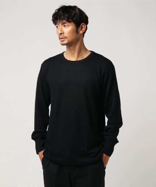 WEGO（ウィゴー）の「WEGO VINTAGE/ハニカムロングスリーブTシャツ（Tシャツ/カットソー・メンズ・ブラック/カーキ/アイボリー/杢グレー・SMALL/X-LARGE/MEDIUM/LARGE）」の7枚目の写真