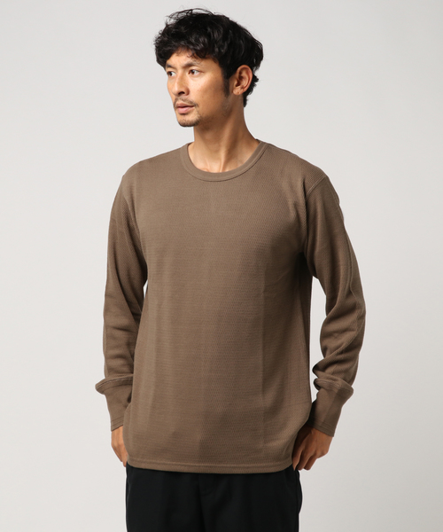 WEGO（ウィゴー）の「WEGO VINTAGE/ハニカムロングスリーブTシャツ（Tシャツ/カットソー・メンズ・ブラック/カーキ/アイボリー/杢グレー・SMALL/X-LARGE/MEDIUM/LARGE）」の5枚目の写真