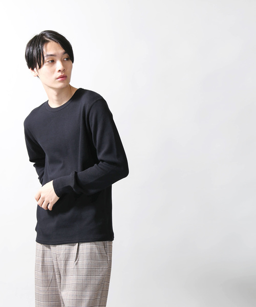 WEGO（ウィゴー）の「WEGO VINTAGE/ハニカムロングスリーブTシャツ（Tシャツ/カットソー・メンズ・ブラック/カーキ/アイボリー/杢グレー・SMALL/X-LARGE/MEDIUM/LARGE）」の14枚目の写真