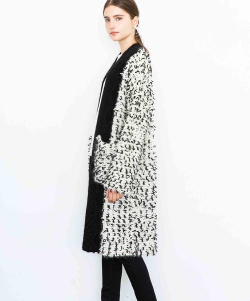 city（シティ）の「【CITY】MONOTONE POP BIG COAT（カーディガン/ボレロ・レディース・ブラック・1）」の2枚目の写真