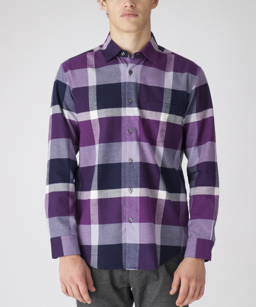 BLACK LABEL CRESTBRIDGE（ブラックレーベル・クレストブリッジ）の「ファインタッチフランネルクレストブリッジチェックシャツ（シャツ/ブラウス・メンズ・ネイビー/グレー系その他/パープル系その他4/ピンク系その他/オフホワイト・LL/M/L/S）」の4枚目の写真