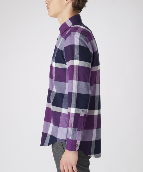BLACK LABEL CRESTBRIDGE（ブラックレーベル・クレストブリッジ）の「ファインタッチフランネルクレストブリッジチェックシャツ（シャツ/ブラウス・メンズ・ネイビー/グレー系その他/パープル系その他4/ピンク系その他/オフホワイト・LL/M/L/S）」の7枚目の写真