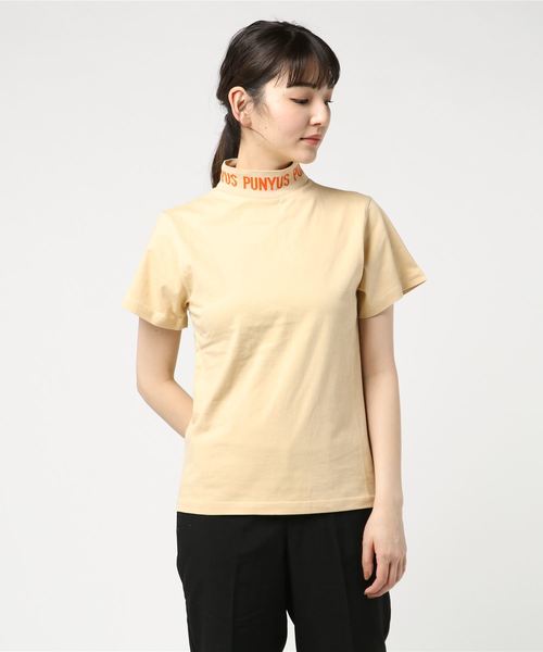 PUNYUS（プニュズ）の「ロゴジャガードハイネックＴ（Tシャツ/カットソー・レディース・ブラック/ベージュ/ブルー・1/2/4/3）」の2枚目の写真