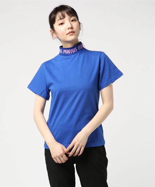 PUNYUS（プニュズ）の「ロゴジャガードハイネックＴ（Tシャツ/カットソー・レディース・ブラック/ベージュ/ブルー・1/2/4/3）」の3枚目の写真