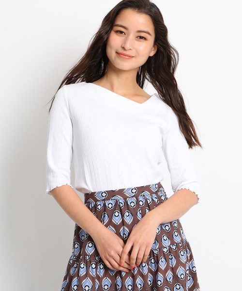 Aquagirl エージーバイアクアガール のファッション By 洗える アシンメトリーvネックテレコカットソー Tシャツ カットソー Ag Ag セール By 洗える