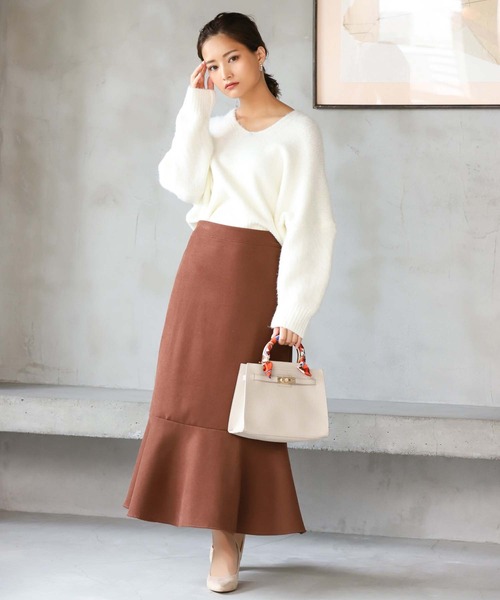 Edit Sheen(エディットシーン)の「スカーフハンドルミディバッグ(ハンドバッグ・レディース・ブラック/アイボリー/モカ・FREE)」の10枚目の写真