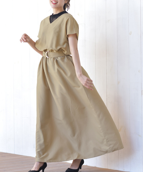 rps（アールピーエス）の「ベルト付きマキシワンピース（ワンピース・レディース・ブラック/ベージュ/モカ/グレイッシュベージュ・M）」の3枚目の写真