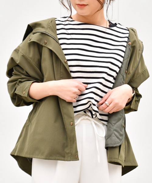 Ambre Neige（アンブルネージュ）の「取り外しライナー付きマウンテンパーカー/マウンパ【WEB/EC限定商品】（マウンテンパーカー・レディース・ブラック/ネイビー/カーキ・FREE）」の2枚目の写真