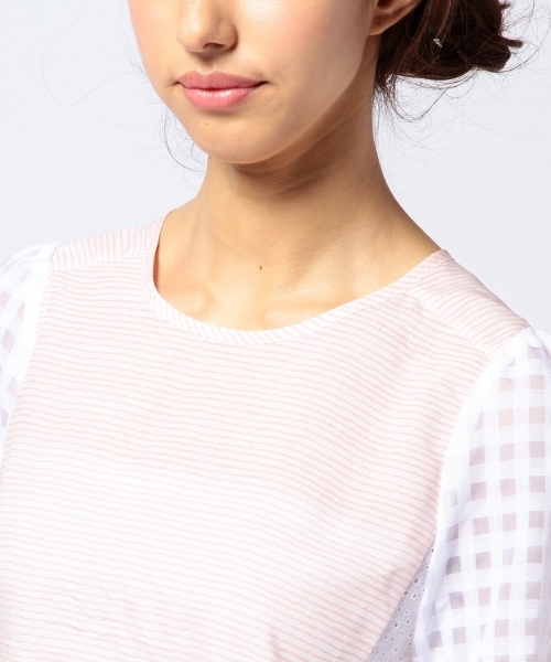 Another Edition（アナザーエディション）の「AE 3クロス ホソBOR  T（シャツ/ブラウス・レディース・シャーベット/ライトブルー・フリー）」の4枚目の写真