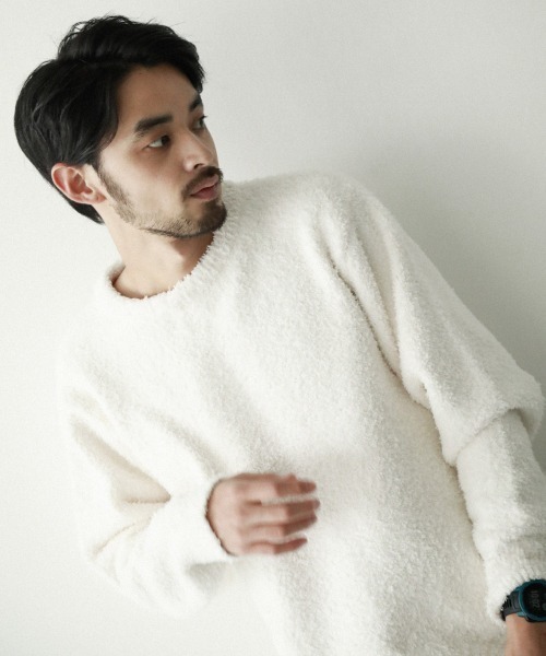 BAYFLOW(ベイフロー)の「キョウネンシャギープルオーバー(ニット/セーター・メンズ・ベージュ/オフホワイト/ネイビー・MEDIUM/LARGE/SMALL)」の16枚目の写真