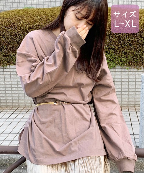 apres jour（アプレジュール）の「【大きいサイズ】スリット入りBIGロンＴ【ZOZOTOWN限定アイテム】（Tシャツ/カットソー・レディース・オフホワイト/ライトベージュ/モカ・X-LARGE）」の18枚目の写真